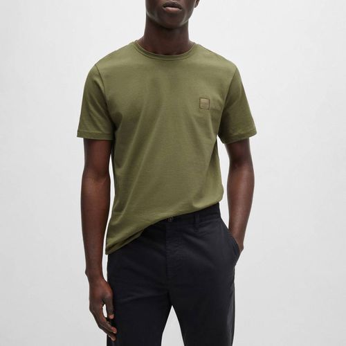 Khaki Patch Logo Cotton T-Shirt - BOSS - Modalova