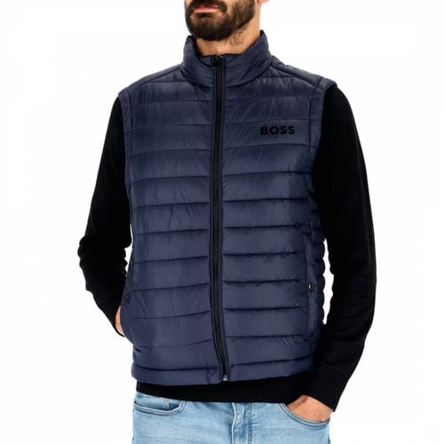 Navy High Neck Quilted Gilet - BOSS - Modalova