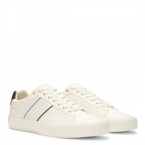 White Contrast Sole Leather Trainers - BOSS - Modalova