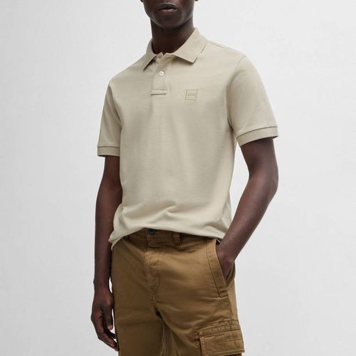 Cream Patch Logo Cotton Blend Polo Shirt - BOSS - Modalova