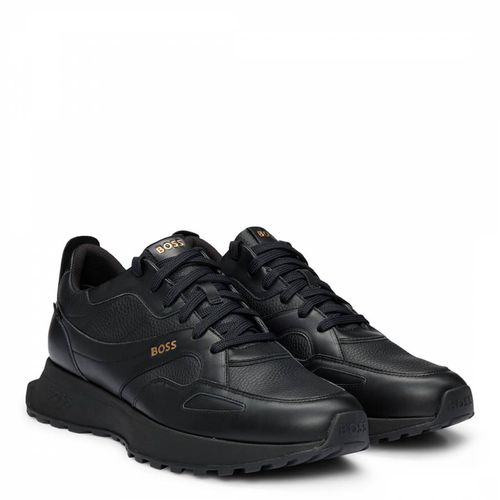 Black Chunky Leather Trainers - BOSS - Modalova