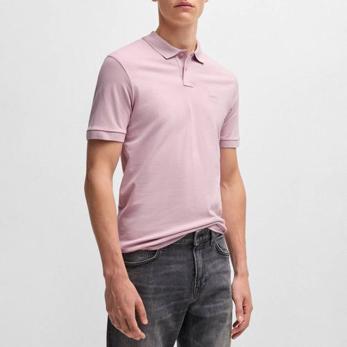 Pink Patch Logo Cotton Blend Polo Shirt - BOSS - Modalova