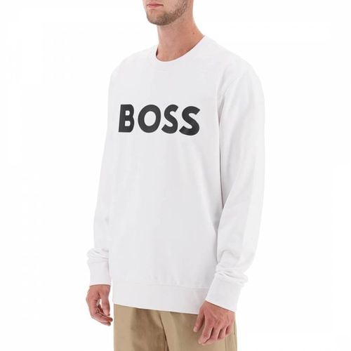 White Logo Cotton Sweatshirt - BOSS - Modalova