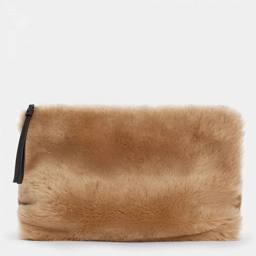 Taupe Bettina Shearling Clutch - AllSaints - Modalova