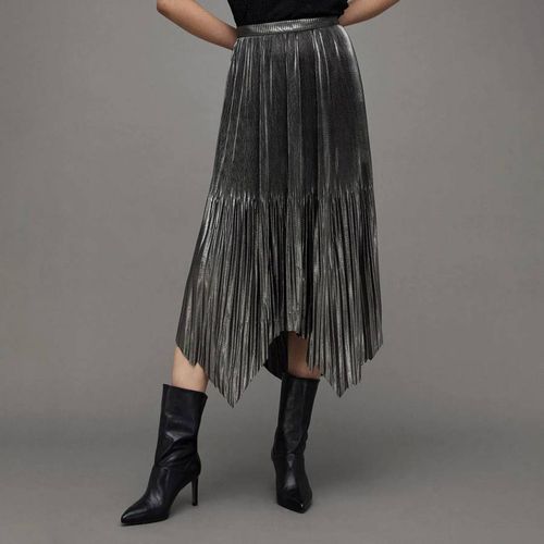 Silver Lerin Metallic Midi Skirt - AllSaints - Modalova