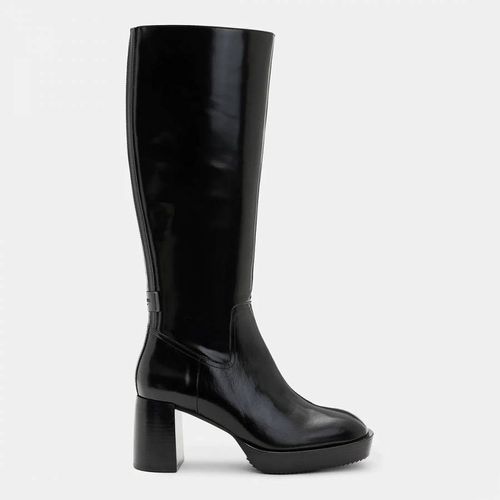 Black Pip Knee High Leather Boots - AllSaints - Modalova