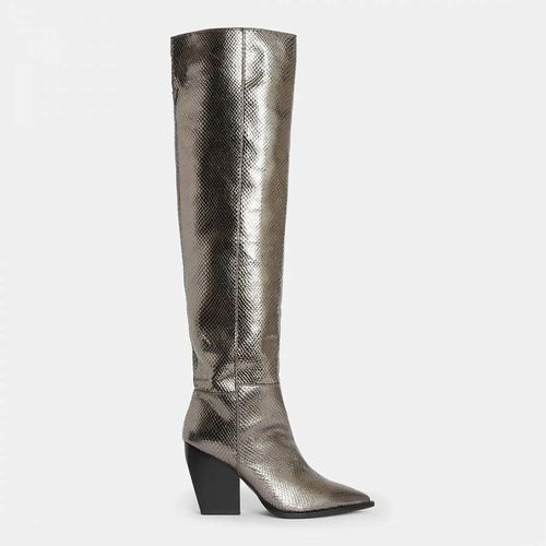 Reina Snake Print Leather Boots - AllSaints - Modalova