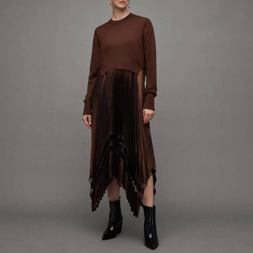 Chocolate Nadia 2 In 1 Foil Wool Dress - AllSaints - Modalova