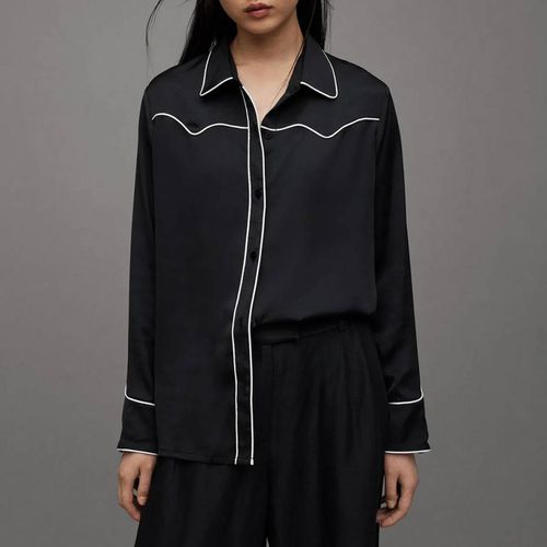 Black Cece Contrast Piping Shirt - AllSaints - Modalova