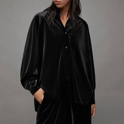 Black Oana Velvet Shirt - AllSaints - Modalova