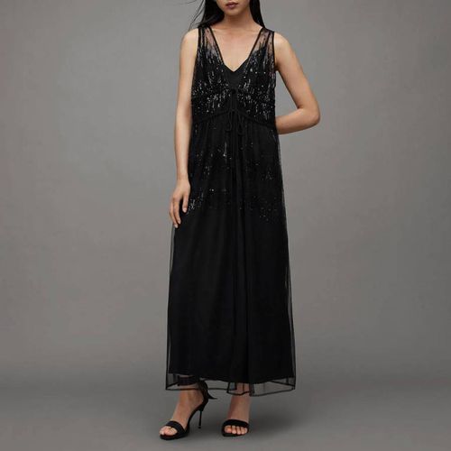 Black Robyn Embellished Midi Dress - AllSaints - Modalova