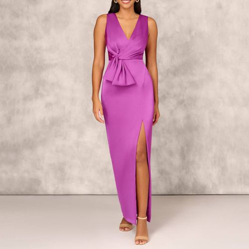 Purple Back Satin Column Gown - Adrianna Papell - Modalova