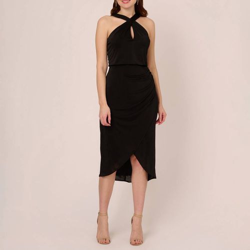 Black Novelty Faux Wrap Dress - Adrianna Papell - Modalova