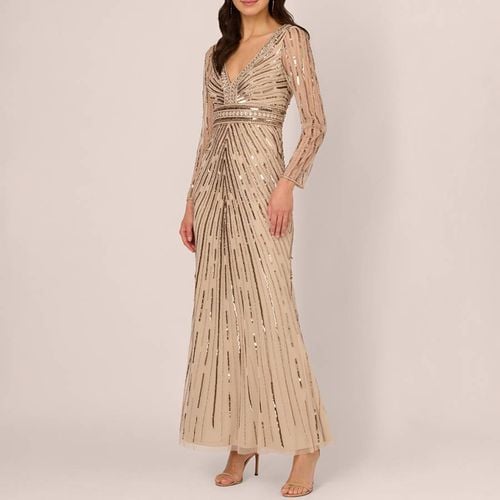 Beige Beaded Maxi Dress - Adrianna Papell - Modalova