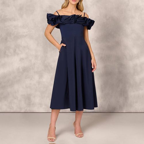 Navy Stretch Taffeta Midi Dress - Adrianna Papell - Modalova