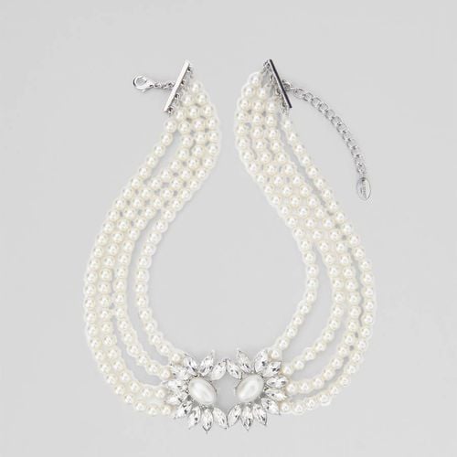 Dia Crystal And Pearl Spray Necklace - L K Bennett - Modalova