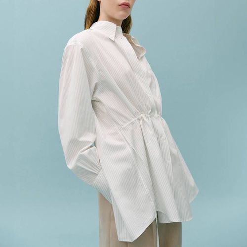 White Cinched Waist Shirt - Mango X Victoria Beckham - Modalova