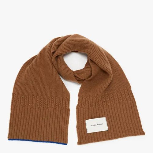 Cashmere Camel Logo Patch Scarf - Victoria Beckham - Modalova