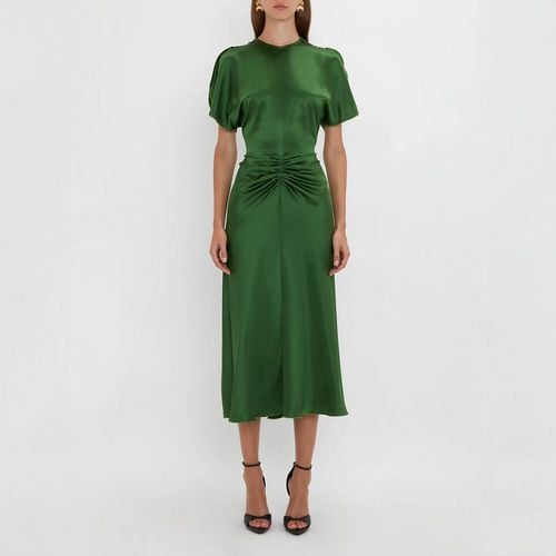 Green Gathered Waist Midi Dress - Victoria Beckham - Modalova