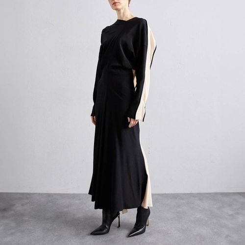 Black Silk Draped Bodice Midi Dress - Victoria Beckham - Modalova