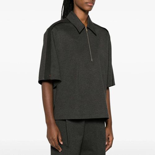 Grey Zip Detail Polo Top - Victoria Beckham - Modalova