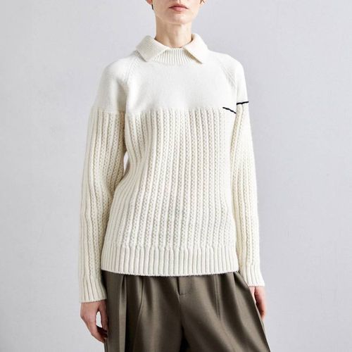 Cream Wool Collar Detail Jumper - Victoria Beckham - Modalova