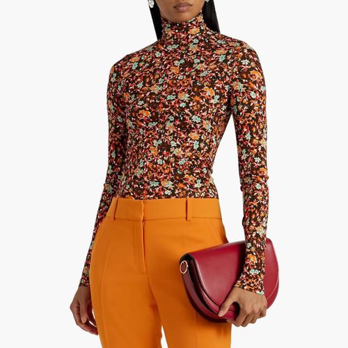 Floral Long Sleeve Polo Neck Top - Victoria Beckham - Modalova