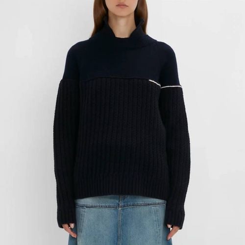 Navy Wool Collar Detail Jumper - Victoria Beckham - Modalova