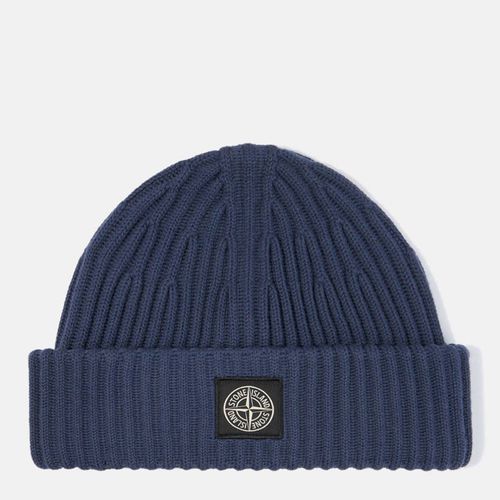 Navy Full Rib Wool Beanie - Stone Island - Modalova