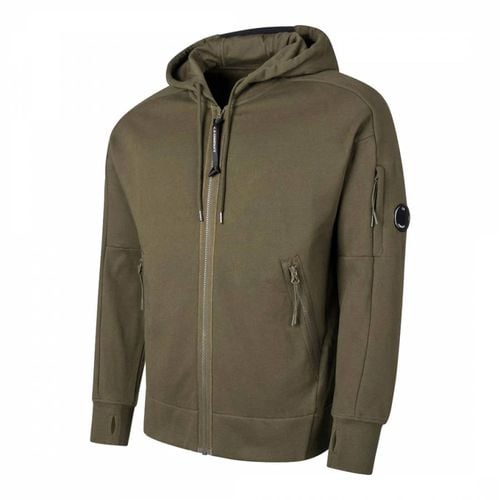 Khaki Lens Fleece Cotton Zipped Hoodie - C.P. Company - Modalova