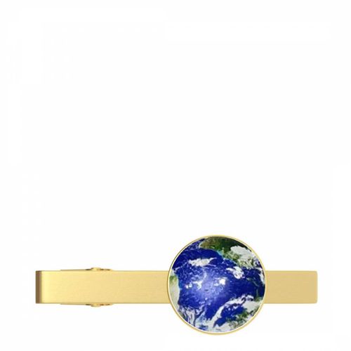 K Gold Blue World Map Tie Bar - Stephen Oliver - Modalova