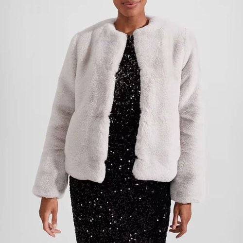 Silver Florence Faux Fur Coat - Hobbs London - Modalova