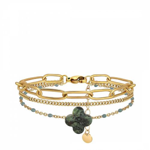 K Motif Gemstone Layered Chain Bracelet - Liv Oliver - Modalova