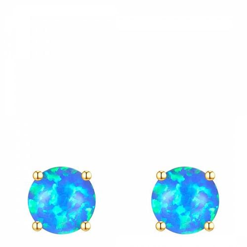 K Gold Blue Opal Stud Earrings - Liv Oliver - Modalova