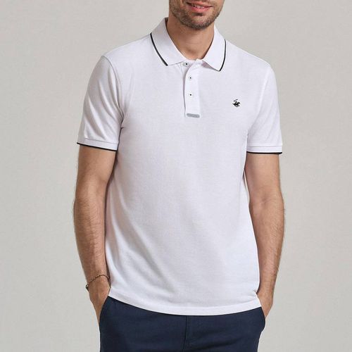 White Tipped Placket Tag Polo Shirt - Beverly Hills Polo Club - Modalova