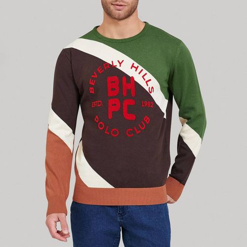 Coffee Striped Contrast Crewneck Jumper - Beverly Hills Polo Club - Modalova