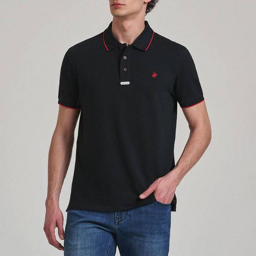 Black Tipped Placket Tag Polo Shirt - Beverly Hills Polo Club - Modalova