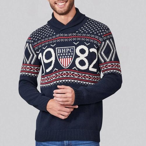 Navy Shield Patch Mock Neck Jumper - Beverly Hills Polo Club - Modalova