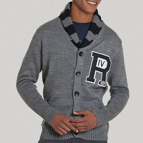 Grey Stripe Collar Varsity Cardigan - Beverly Hills Polo Club - Modalova