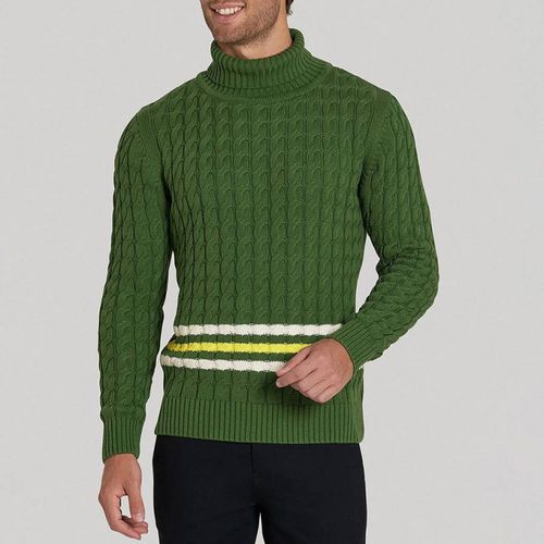 Khaki Striped Cable Knit Roll Neck Jumper - Beverly Hills Polo Club - Modalova