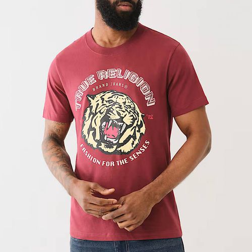 Burgundy Tiger Face Print Cotton T-Shirt - True Religion - Modalova