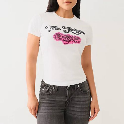 Embellished Crystal Rose Cotton T-Shirt - True Religion - Modalova