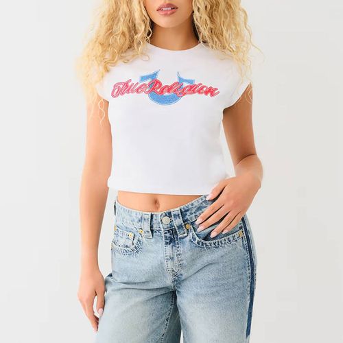 Embroidered Crop Cotton Blend T-Shirt - True Religion - Modalova