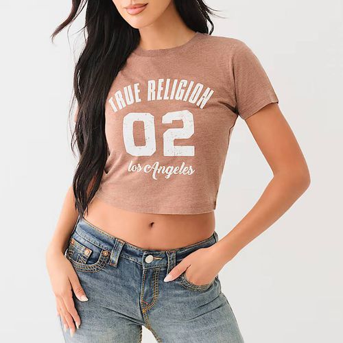 Camel Burnout Logo Crop Cotton T-Shirt - True Religion - Modalova