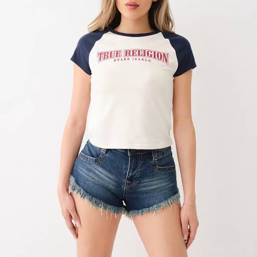 Contrast Logo Crop Cotton Blend T-Shirt - True Religion - Modalova