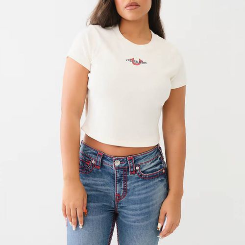 White Logo Ribbed Crop T-Shirt - True Religion - Modalova