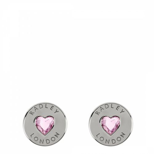 Love Heart Ladies Sterling & Pink Glass stone Earrings - Radley - Modalova