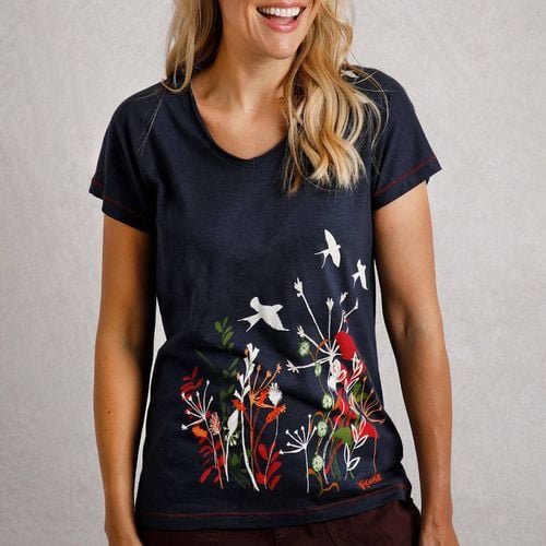 Navy Swirling Cotton T-Shirt - Weird Fish - Modalova