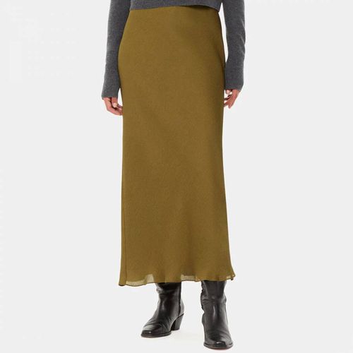 Khaki Satin Bias Cut Midi Skirt - WHISTLES - Modalova