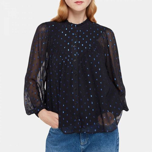 Navy Mia Metallic Dobby Blouse - WHISTLES - Modalova